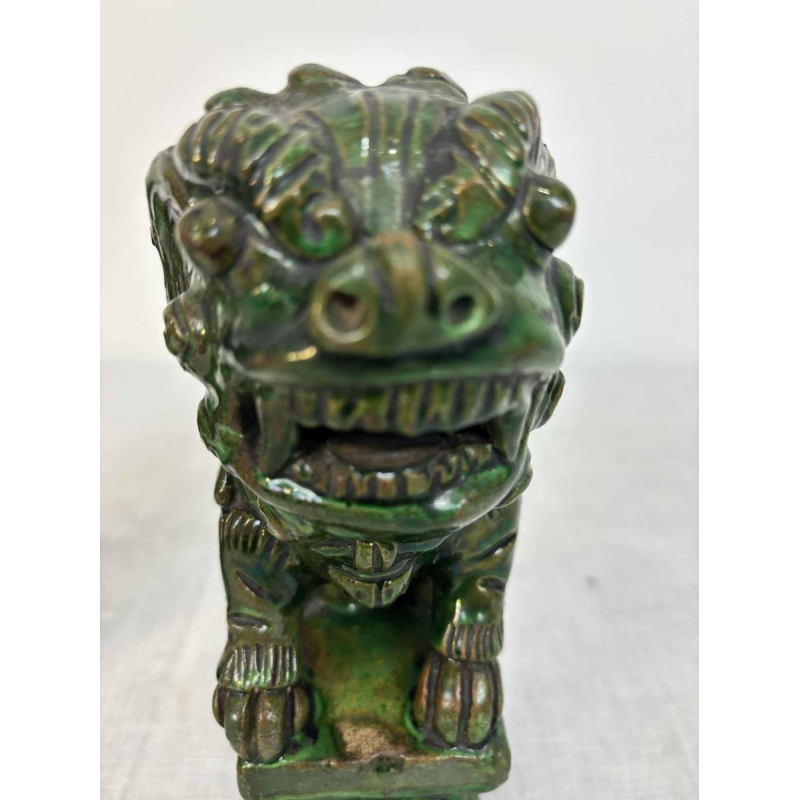 Pair of green glazed ceramic Fô dogs, China 19th century