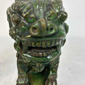 Paar groen geglazuurde keramische Fô honden, China 19e eeuw