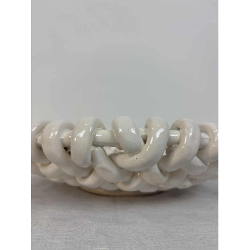 Jérôme Massier à Vallauris, grande corbeille ajourée en céramique blanche, XXe s