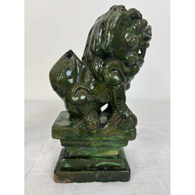Pair of green glazed ceramic Fô dogs, China 19th century