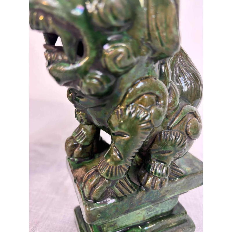 Pair of green glazed ceramic Fô dogs, China 19th century