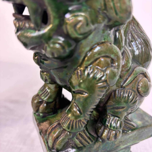 Pair of green glazed ceramic Fô dogs, China 19th century