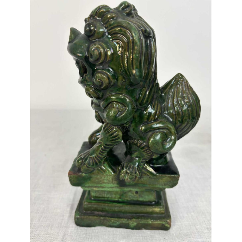 Pair of green glazed ceramic Fô dogs, China 19th century