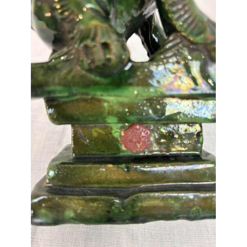 Pair of green glazed ceramic Fô dogs, China 19th century