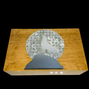 Jewelry box, mirrored wolf decoration, unique piece