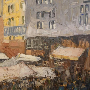 Georges Bouillon Maison Havart Liège painting oil on canvas, ca 1940