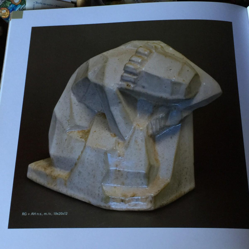 Angelo Hecq & Roger Guerin sculpture cubiste Art Déco en grès, Bouffioulx ca 1925