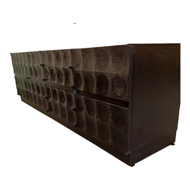 Buffet bar brutaliste noir – attribué à Batenburg – design sculptural et rare