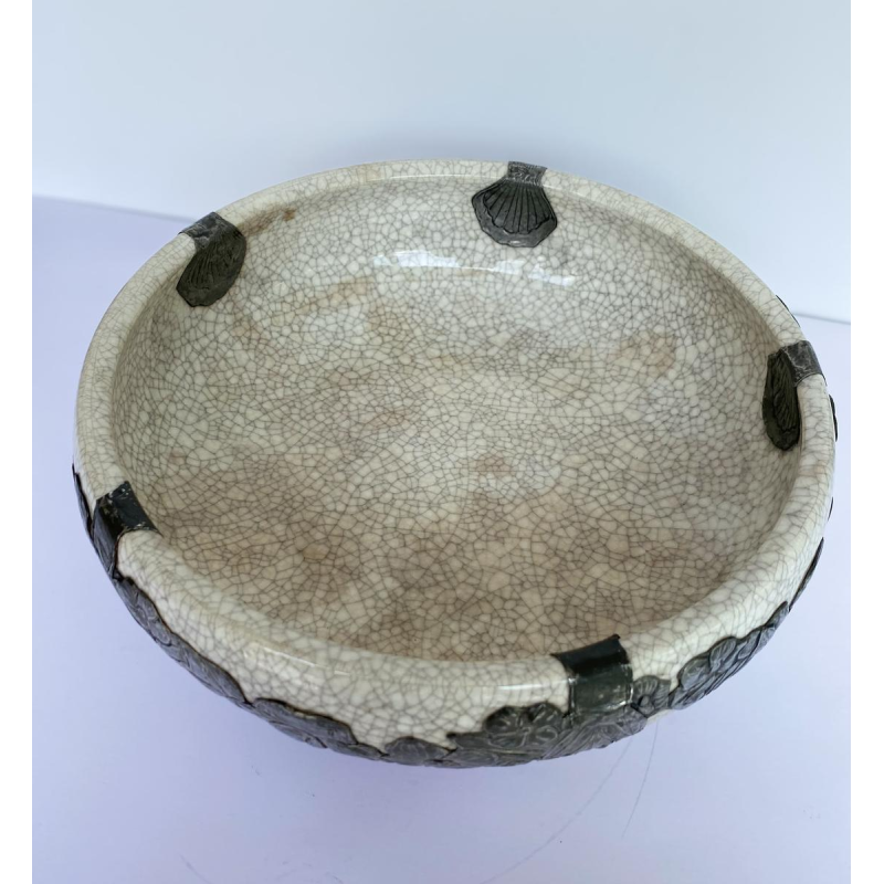 Boch Frères La Louvière, Art Nouveau cracked earthenware bowl, early 20th century