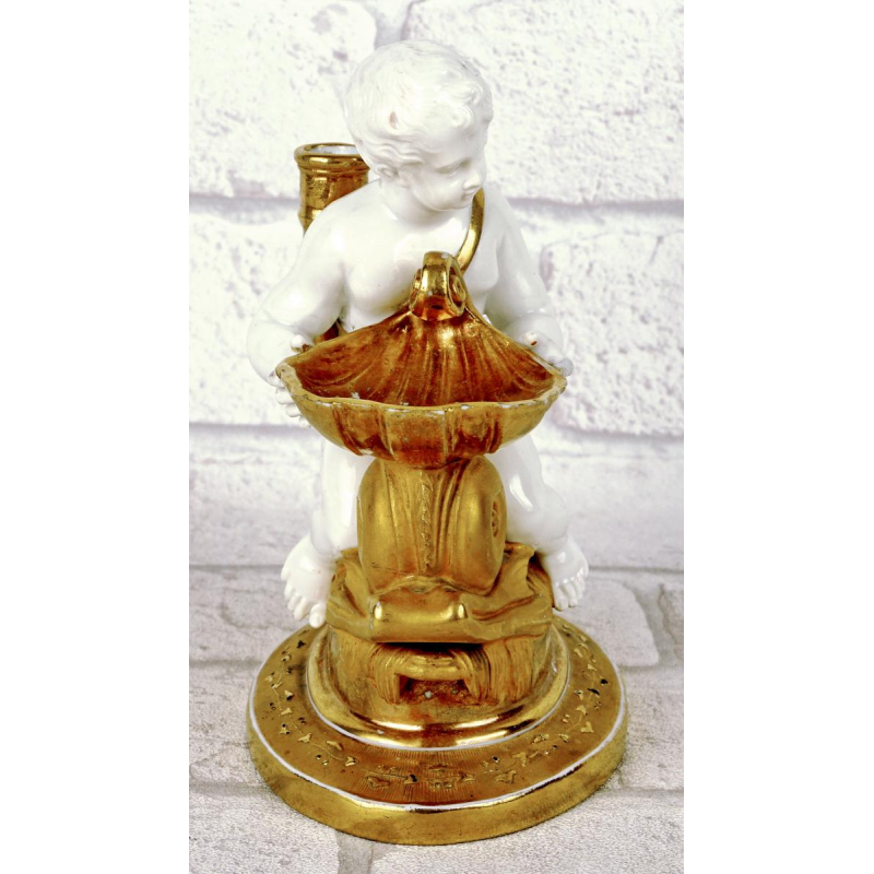 Manufacture Gardner à Moscou "Putto au dauphin" encrier en porcelaine, Russie vers 1815/20