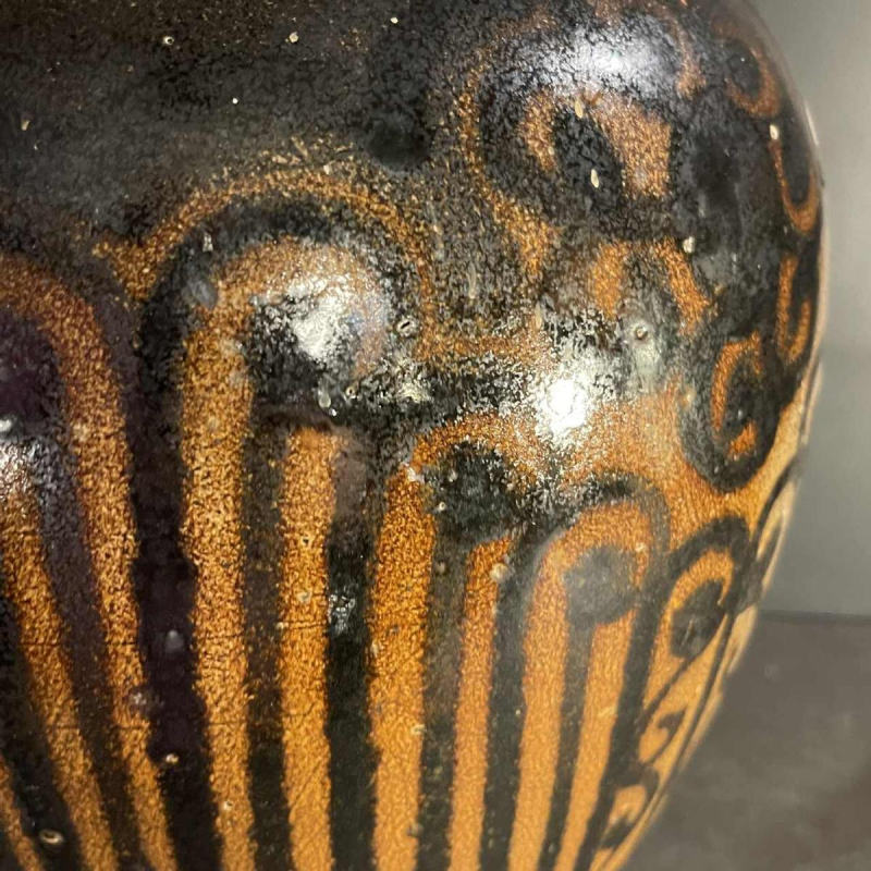 PIERRE PAULUS, vase africaniste Art Déco brun & noir, grés de Bouffioulx 1936
