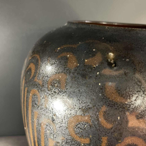 PIERRE PAULUS, vase africaniste Art Déco brun & noir, grés de Bouffioulx 1936