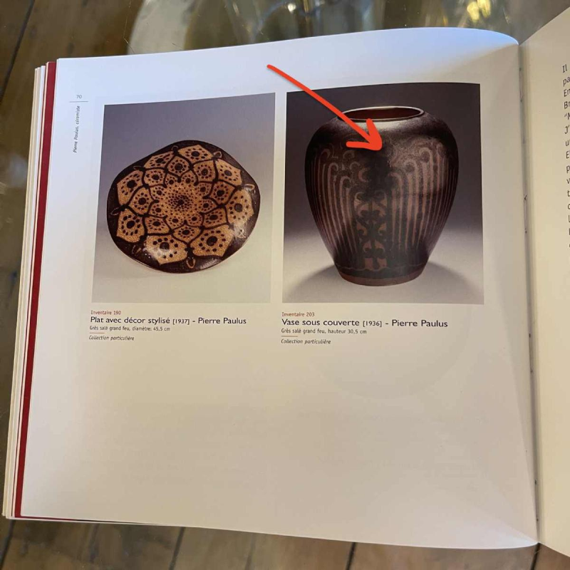 PIERRE PAULUS, vase africaniste Art Déco brun & noir, grés de Bouffioulx 1936