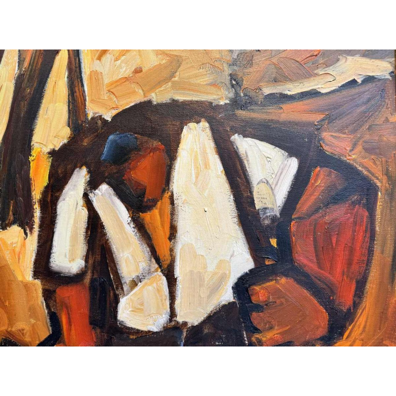 Milo DARDENNE : « Le bûcheron » peinture huile sur toile