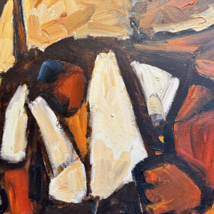 Milo DARDENNE : « De houtmakker » schilderij olie op doek