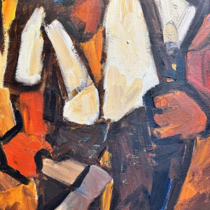 Milo DARDENNE : « Le bûcheron » peinture huile sur toile