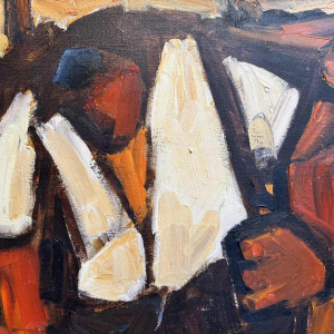 Milo DARDENNE : « Le bûcheron » peinture huile sur toile