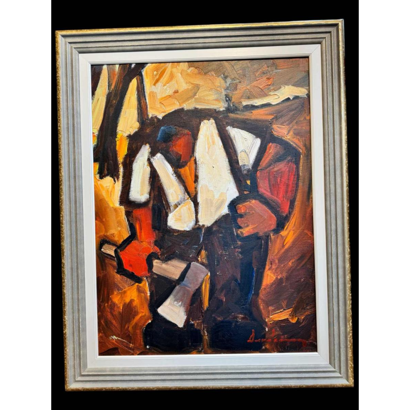 Milo DARDENNE : « The lumberjack » painting oil on canvas