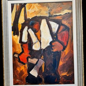 Milo DARDENNE : « The lumberjack » painting oil on canvas