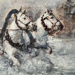 "Troïka" kunstenaar nog te identificeren, olieverf schilderij op doek gedateerd 2002