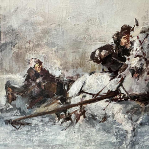 "Troïka" kunstenaar nog te identificeren, olieverf schilderij op doek gedateerd 2002