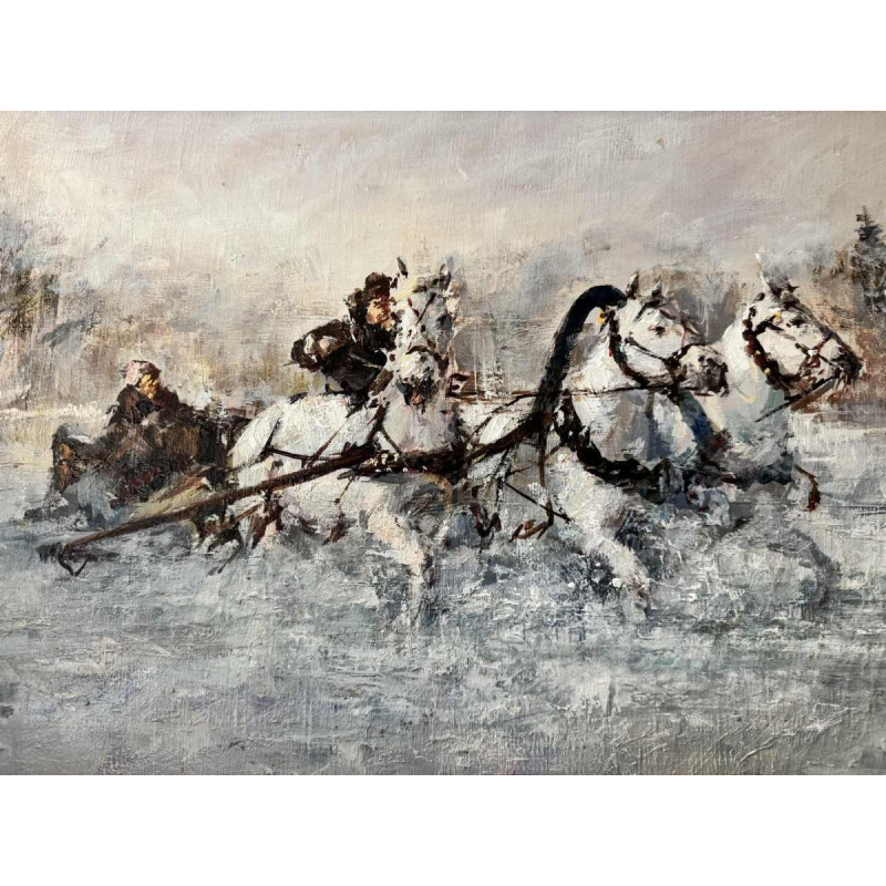 "Troïka" kunstenaar nog te identificeren, olieverf schilderij op doek gedateerd 2002