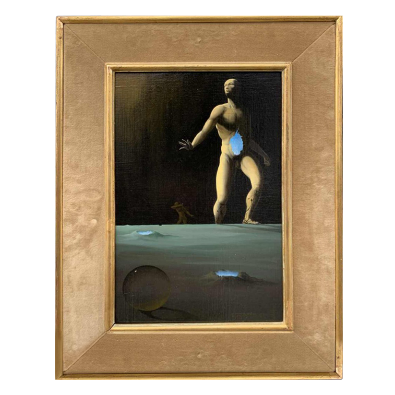 SAMAIN Eugène Olie op doek "surrealistische scene"