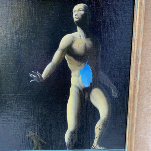 SAMAIN Eugène Olie op doek "surrealistische scene"