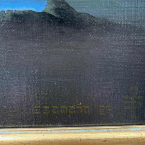 SAMAIN Eugène Olie op doek "surrealistische scene"