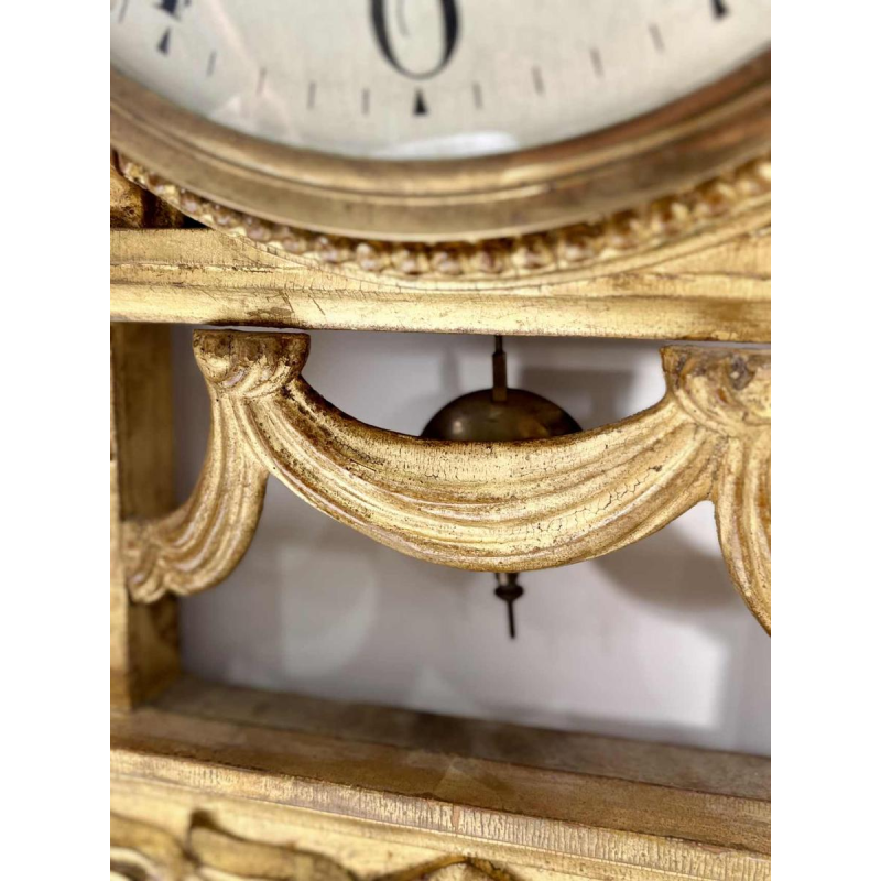 Large giltwood wall clock with winged griffins, Sweden, 19th century