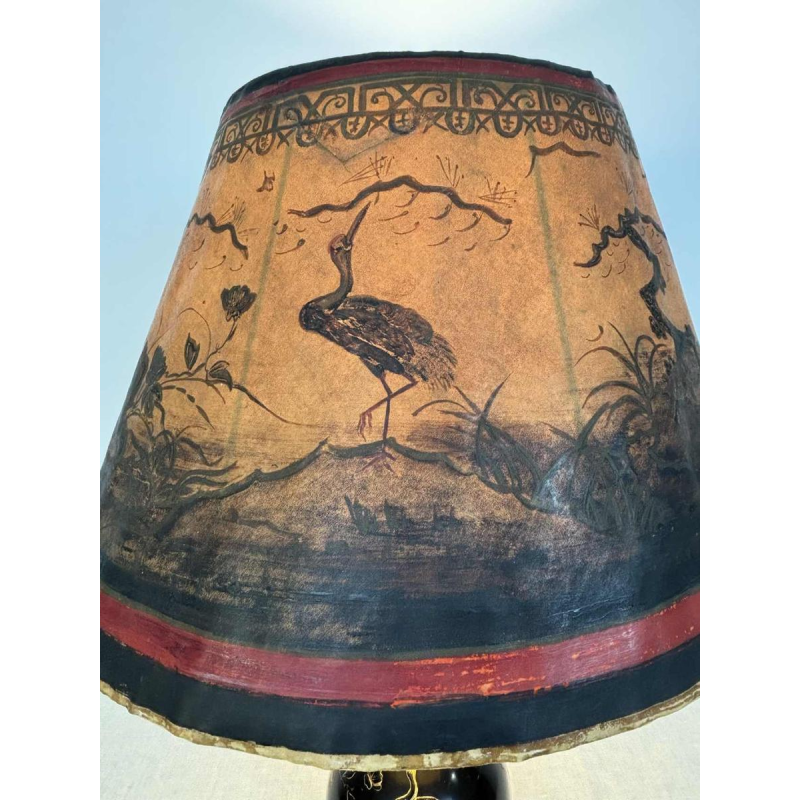 Lampe japonisante en métal laqué noir à décor doré, Japon Meiji/début 20e