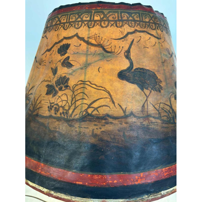 Lampe japonisante en métal laqué noir à décor doré, Japon Meiji/début 20e