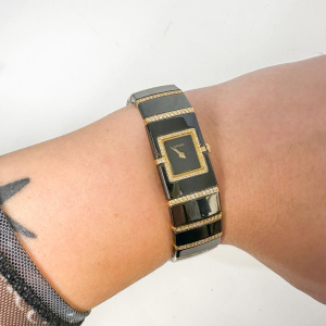 Montre Rado pour femme en céramique noir high-tech et diamants, XXIe s