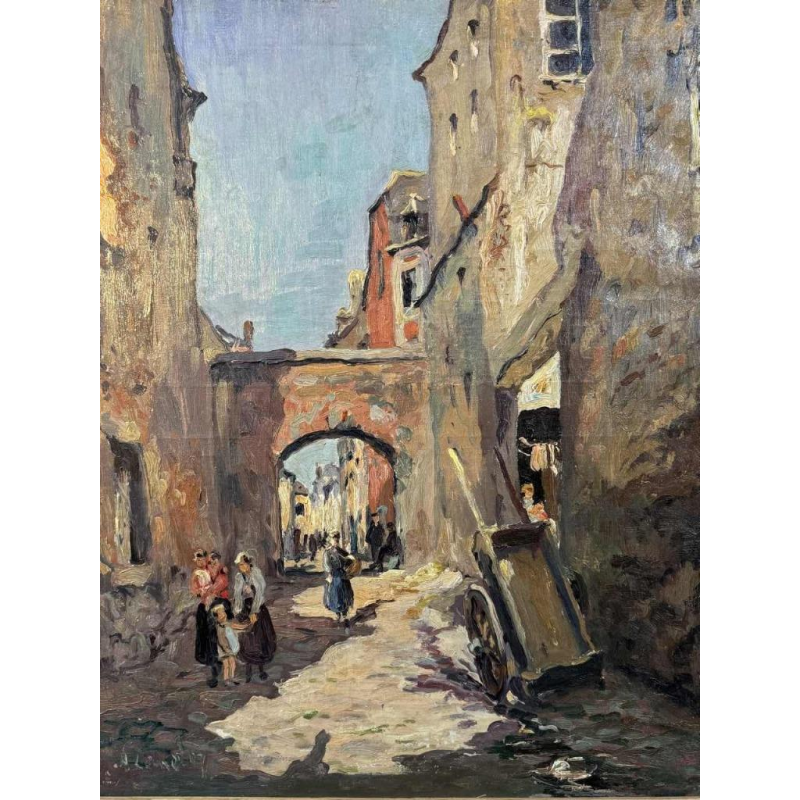 Albert DANDOY (1885-1977): Namur - Porte Monin rue des Brasseurs.