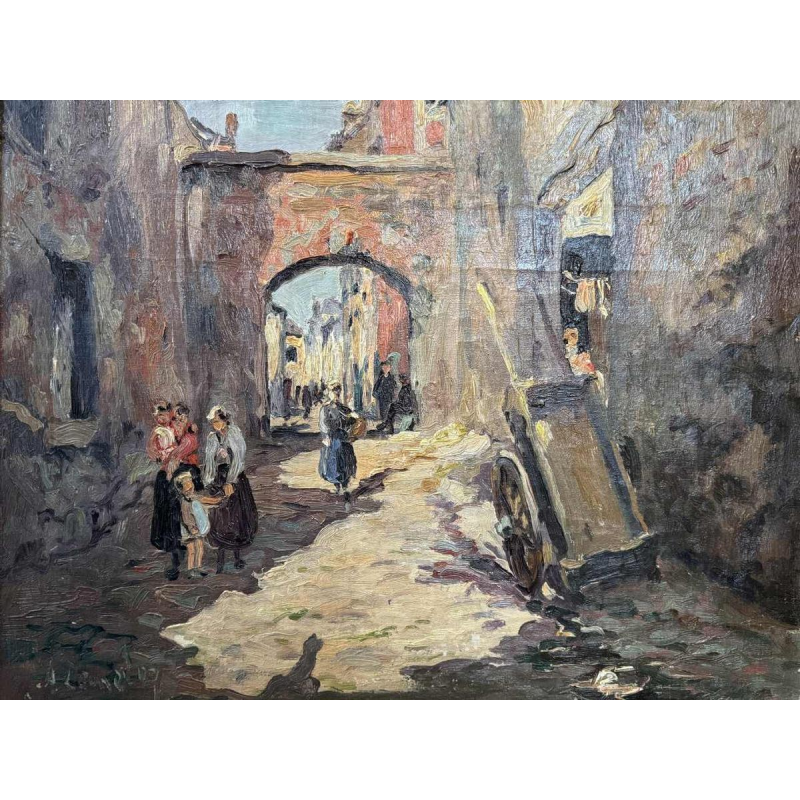 Albert DANDOY (1885-1977): Namur - Porte Monin rue des Brasseurs.