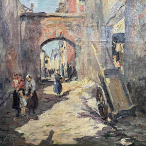 Albert DANDOY (1885-1977): Namur - Porte Monin rue des Brasseurs.