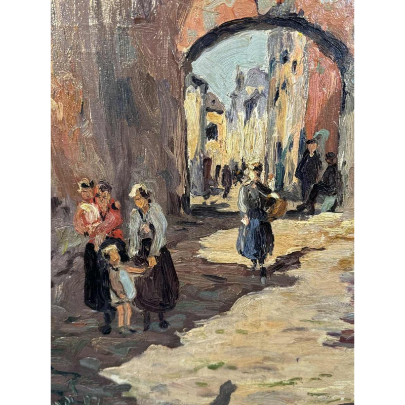 Albert DANDOY (1885-1977): Namur - Porte Monin rue des Brasseurs.