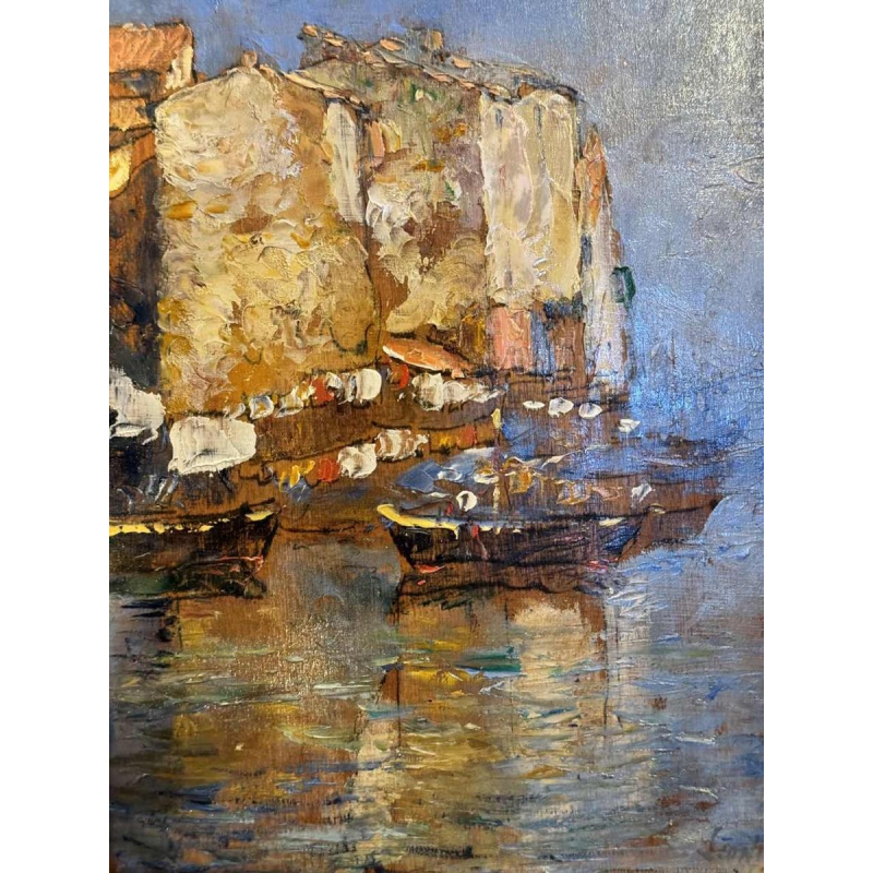 "Martigues La Venise Provençale" set van 2 olies Leoni in Marseille rond 1920.