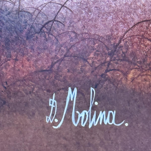 Danielle MOLINA 'Le père Noël et son âne' peinture art naïf, huile sur panneau