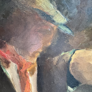 Milo DARDENNE 'The Knife Grinder' oil painting on canvas, expressionism