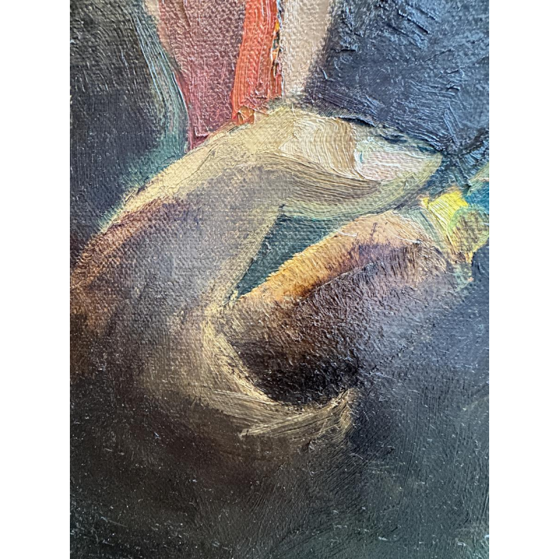 Milo DARDENNE 'The Grinder' oil painting on canvas, expressionism