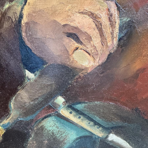 Milo DARDENNE ' Le rémouleur ' peinture huile sur toile, expressionnisme