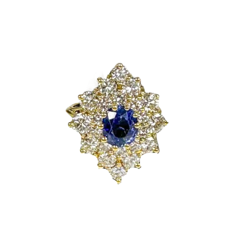 Bague en or 18k avec diamants et saphir