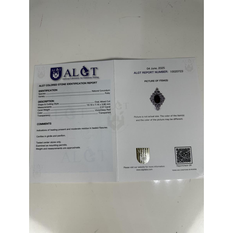 Ring van witgoud, diamant en robijn