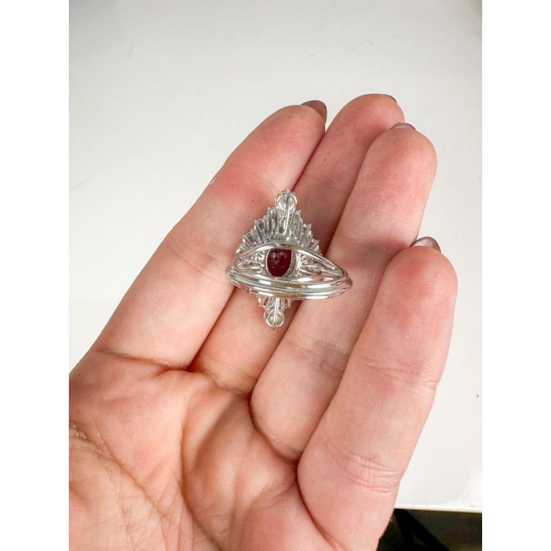 White gold, diamond and ruby ring