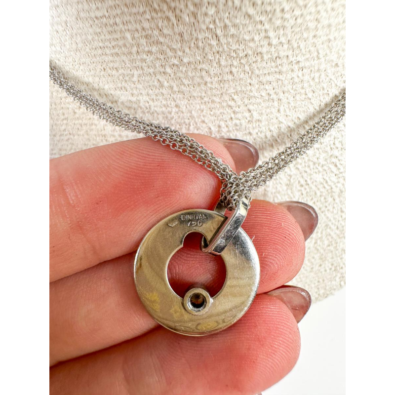 Dinh Van Cible R22 white gold and diamond solitaire pendant, white gold chain