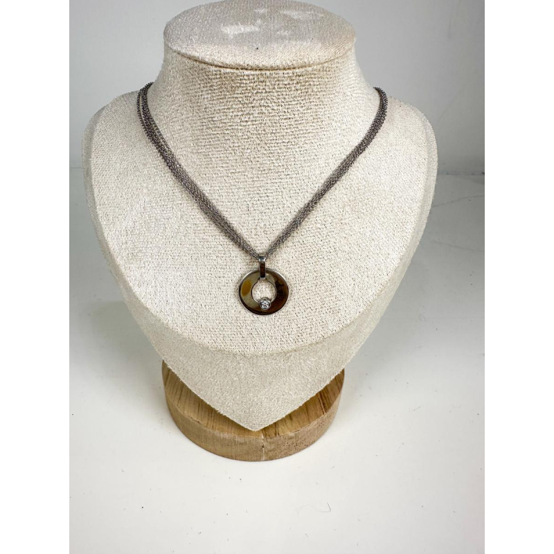 Dinh Van Cible R22 witgouden en diamanten solitaire hanger, witgouden ketting