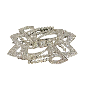 Antique Art Deco brooch in white gold and diamonds