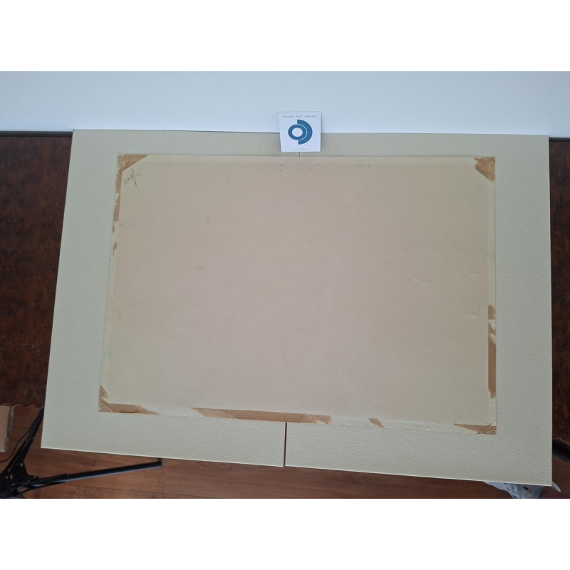 Paul DAXHELET 'African dancers and musicians' mixed media on paper