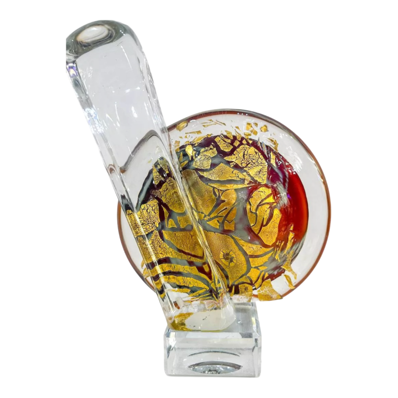 Louis Leloup, sculpture en verre signée, années 90
